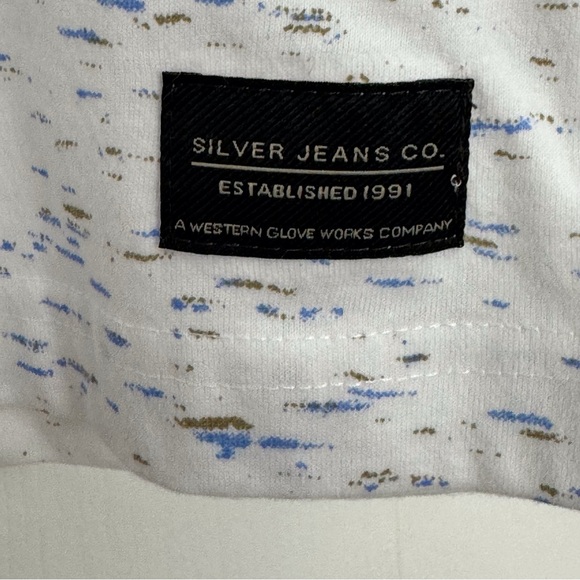Silver Jeans Co. Men’s Tee XL TG White with Blue and Gold - Picture 2 of 8